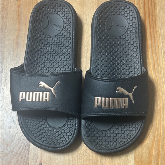 Puma Black and Gold Slide Sandals - Picture 1 of 1